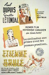 Vieille affiche de film : Premier film historique canadien en couleurs. La civilisation aux prises avec les passions primitives.
